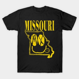 Missouri Grunge Smiling Face Black Background T-Shirt